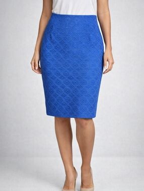 The Limited Royal Blue Textured Side Zip Pencil Skirt Size 10